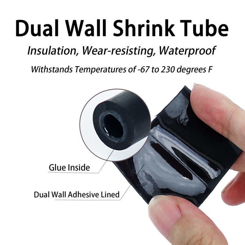 ALEKOR 4 Sizes 188 Pieces Large Heat Shrink Tubing Kit 3:1 Ratio Industrial Marine Grade Waterproof with Adhesive - Image 3